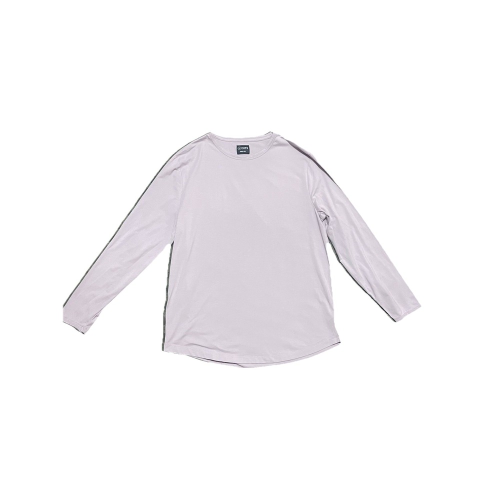 Cuts‎  Curve Hem Long Sleeve Tee Top Basic Layer Comfort Minimalist Casual XL